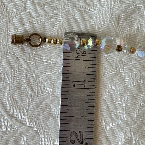 Vintage 1920s 23" Art Deco Graduated AB Crystal Faceted and Gold Beads Necklace - Picture 7 of 12